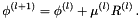 \[ \phi^{(l+1)} = \phi^{(l)} + \mu^{(l)} R^{(l)} \, . \]